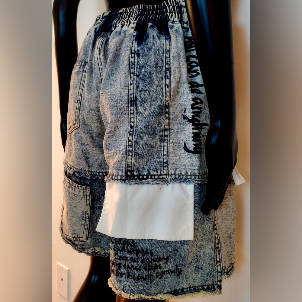 Evisu x Genanx Colorblock Patched Cargo Carpenter Bermuda Denim Shorts Jeans - Picture 7 of 8